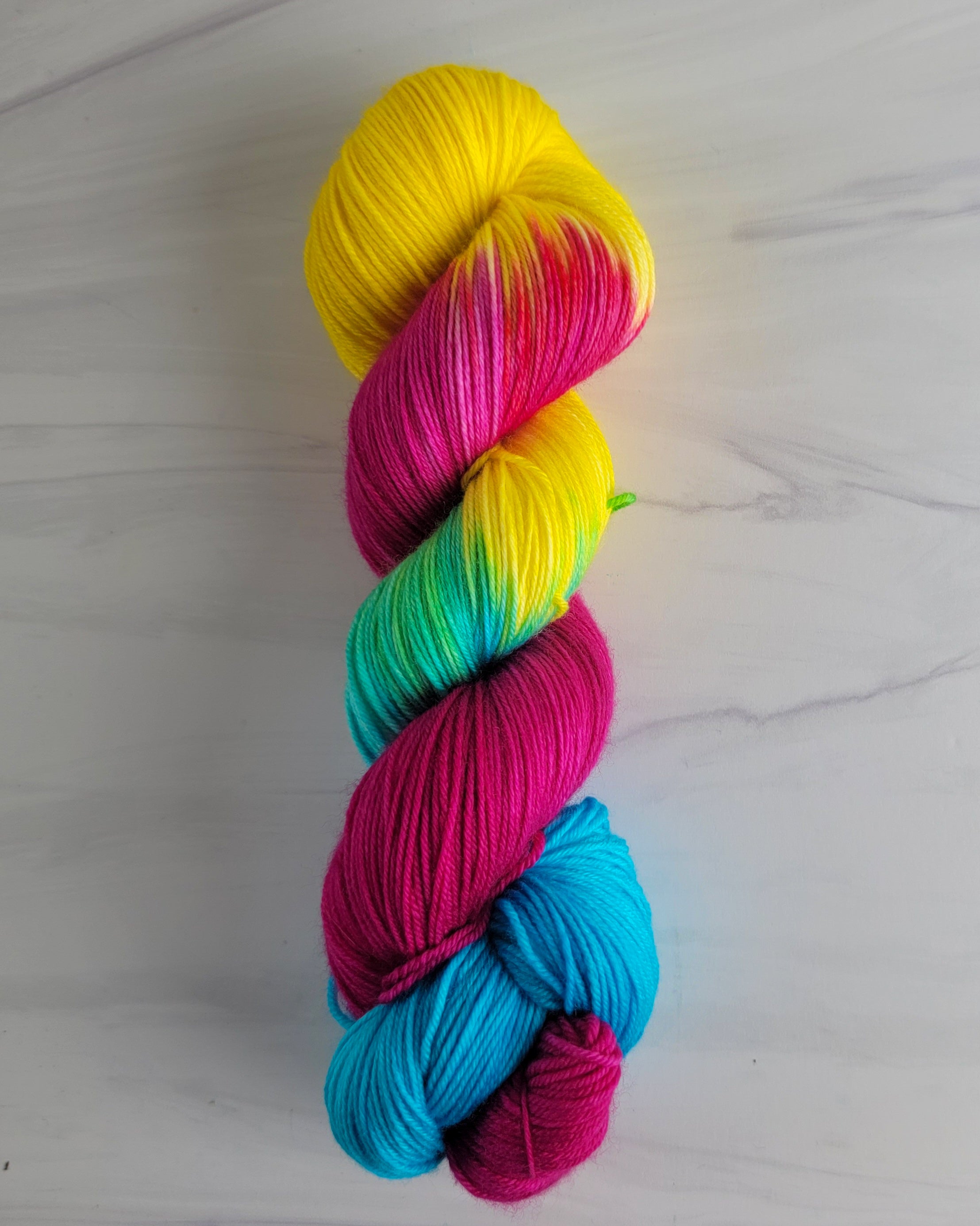 I Love Your Soul - pansexual flag - Hand dyed variegated yarn - blue y