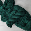 Meet Me in the Woods Tonight - Hand dyed tonal yarn - Merino Fingering lace dk worsted dark forest green teal Lord Huron inspired with red green speckles