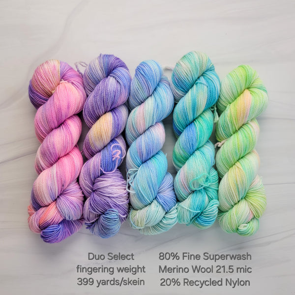 Ready to ship fade set of 5 - cool pastel rainbow set on DUO base SW Merino wool