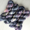 You Look Like Clara Bow - Hand dyed yarn - Taylor Swift inspired - dark grey pink yellow blue grey