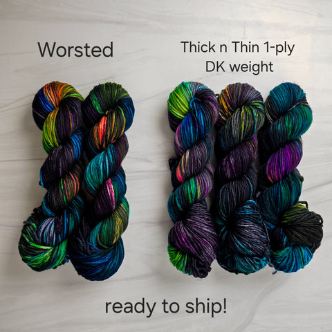 Ready to ship - Black Rainbow Galaxy yarn - Priced per skein - worsted or DK weight