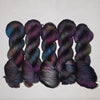 Ready to ship - Black Magic on SW Merino silk fingering weight yarn - Priced per skein - black rainbow oil slick colors