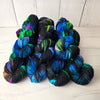 Northern lights - Hand dyed yarn black green blue pink purple