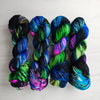 Northern lights - Hand dyed yarn black green blue pink purple