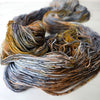 High Heels On Cobblestones - Hand dyed yarn, grey neutrals brown caramel bronze yellow speckled-  Taylor Swift inspired yarn