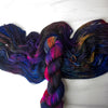 The Shadows of Your Heart - Hand dyed yarn, black sapphire blue midnight magenta caramel purple - Andrea Gibson Poetry inspired