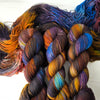 All of This Everything Inside of Us - Hand dyed yarn, black toffee caramel brown orange blue purple red- Andrea Gibson Poetry inspired