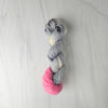 Dr Finkelstein - Hand dyed yarn, assigned pooling - Nightmare Before Christmas inspired collection - white grey pink black speckles