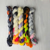 Nightmare Before Christmas mini yarn set of 15 variegated 20g skeins - Hand dyed  fingering sock weight 87 yards each Halloween Christmas colors ready to ship