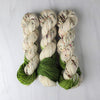 Vintage Green Christmas - Hand dyed assigned pooling yarn -SW Merino choose your base fingering sock dk lace bulky aran - white with speckles and a pop of moss green