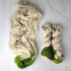 Vintage Green Christmas - Hand dyed assigned pooling yarn -SW Merino choose your base fingering sock dk lace bulky aran - white with speckles and a pop of moss green