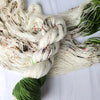 Vintage Green Christmas - Hand dyed assigned pooling yarn -SW Merino choose your base fingering sock dk lace bulky aran - white with speckles and a pop of moss green