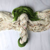 Vintage Green Christmas - Hand dyed assigned pooling yarn -SW Merino choose your base fingering sock dk lace bulky aran - white with speckles and a pop of moss green