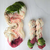Vintage Red & Green Christmas - Hand dyed assigned pooling yarn -SW Merino choose your base fingering sock dk lace bulky aran - white with speckles and a pop of muted red and green