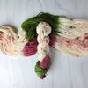 Vintage Red & Green Christmas - Hand dyed assigned pooling yarn -SW Merino choose your base fingering sock dk lace bulky aran - white with speckles and a pop of muted red and green