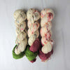 Vintage Red Christmas - Hand dyed assigned pooling yarn -SW Merino choose your base fingering sock dk lace bulky aran - white with speckles and a pop of muted red