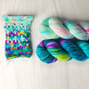 Searching for That Feeling - Hand dyed Variegated yarn -  Fingering to bulky-  turquoise teal bright aqua with pops of rainbow yellow pink blue twenty one pilots lyrics inspired