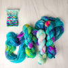 Searching for That Feeling - Hand dyed Variegated yarn -  Fingering to bulky-  turquoise teal bright aqua with pops of rainbow yellow pink blue twenty one pilots lyrics inspired