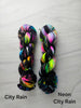 City Rain- Hand dyed yarn black rainbow speckled