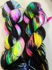 City Rain- Hand dyed yarn black rainbow speckled