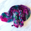 Robot Voices - Hand dyed yarn,  teal green blue berry magenta pink purple speckles inspired by twenty one pilots 21 lyrics