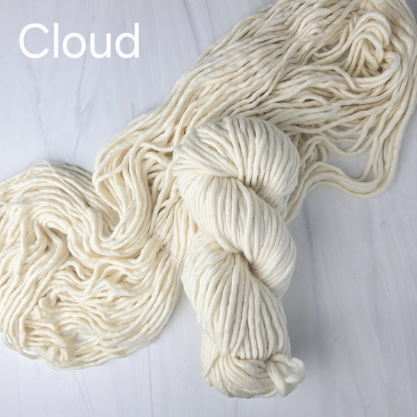 Undyed Yarn - Cloud - Extra bulky single ply 150g skein, white extra soft superwash merino wool