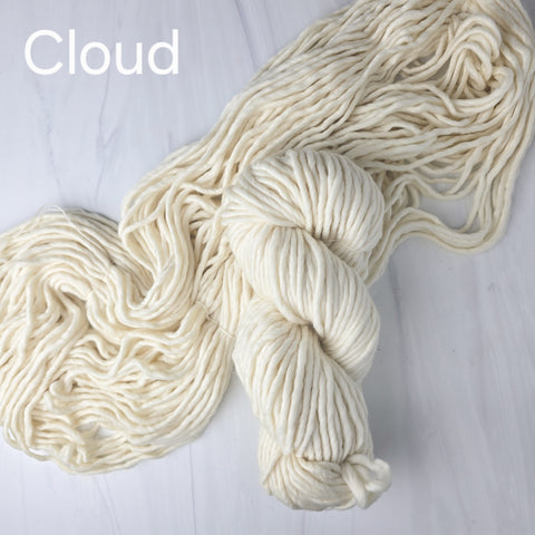Undyed Yarn - Cloud - Extra bulky single ply 150g skein, white extra soft superwash merino wool