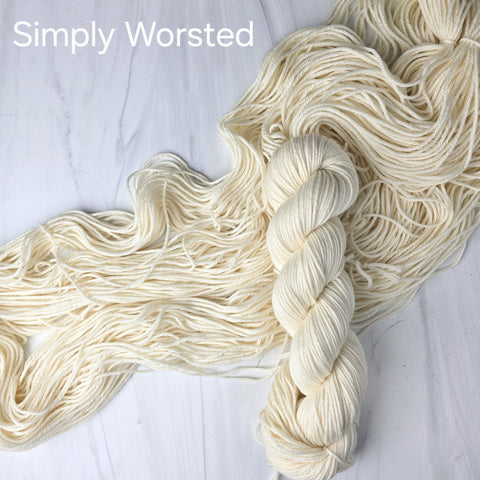 Undyed Yarn - Simply Worsted - 4-ply 100g skein, white extra soft superwash merino wool