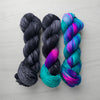 Can You Find Me - Hand dyed Assigned Pooling Variegated yarn - twenty one pilots inspired - Fingering to bulky - black grey pop of blue pink - 21 pilots