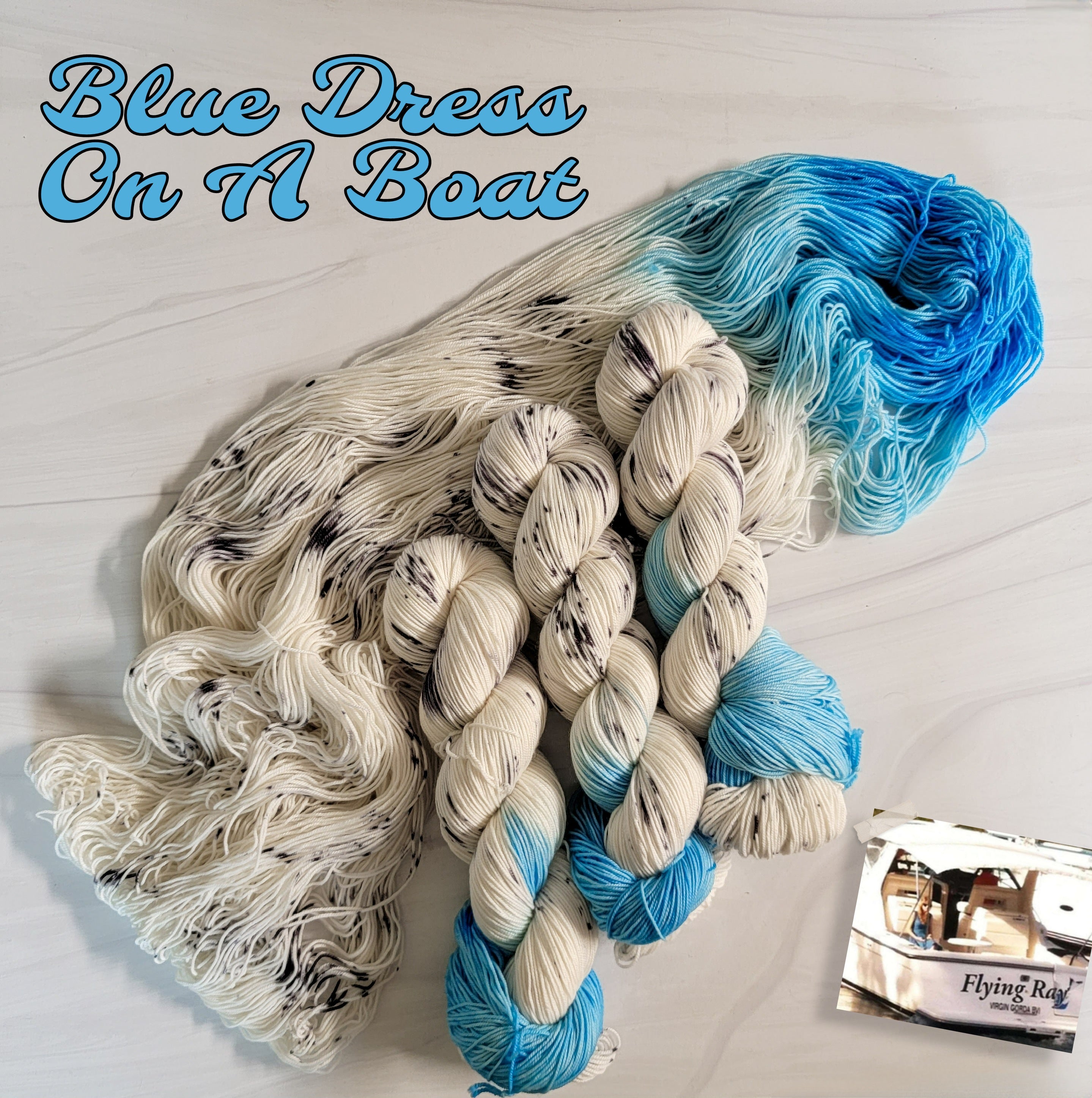 Blue Dress On A Boat- Hand dyed yarn, white blue black speckled - Tayl | Blue Barn Fiber Blue Dress On A Boat- Hand dyed yarn, white blue black speckled - Tayl | Blue Barn Fiber
