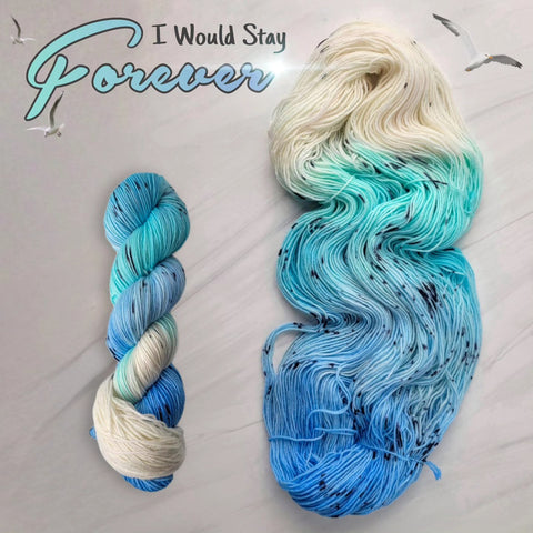 I Would Stay Forever - Hand dyed yarn, blue aqua white grey speckled - Taylor Swift 1989 inspired