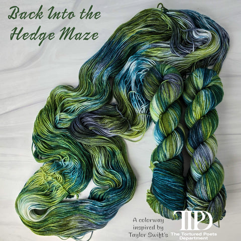 Back Into the Hedge Maze - Hand dyed yarn - Taylor Swift inspired - green teal forest moss grey