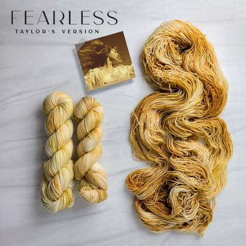 Fearless - Hand dyed yarn, light brown gold yellow -  Taylor Swift inspired yarn