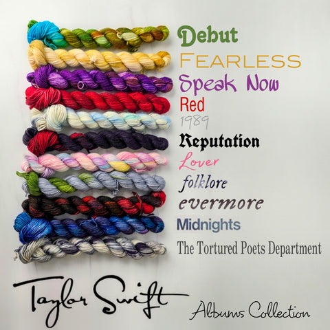 Full set of 11 mini 20g skeins - Hand dyed yarn - Taylor Swift albums collection