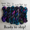 Ready to ship-  Abraxos - Hand dyed yarn grey violet black green blue pink purple - inspired by Sarah J Maas throne of Glass book series