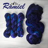 Ramiel - Hand dyed yarn, Fingering Weight, speckled inspired by ACOTAR by Sarah J Maas - dark midnight blue with turquoise and sapphire