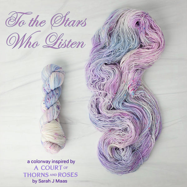 To the stars who listen - Hand dyed yarn, Fingering Weight, inspired by ACOTAR by Sarah J Maas - Patel purple blue with violet speckles