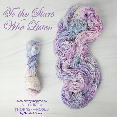 To the stars who listen - Hand dyed yarn, Fingering Weight, inspired by ACOTAR by Sarah J Maas - Patel purple blue with violet speckles