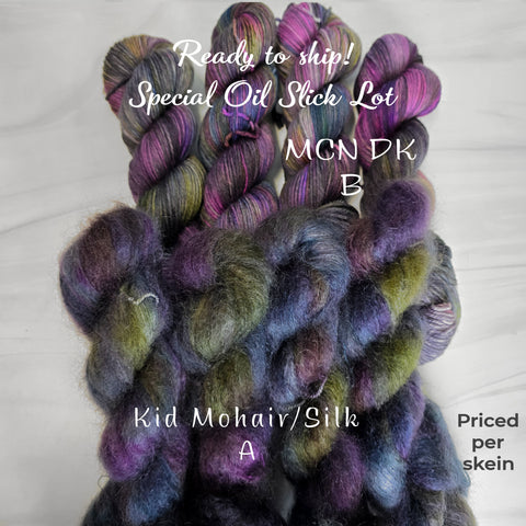 SALE lot  Oil Slick 1 - Ready to ship yarn - SW Merino blend yarn - 100g each