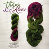 Thorns and Roses - Hand dyed yarn, Fingering Weight, assigned pooling inspired by ACOTAR by Sarah J Maas - moss green and a berry maroon pop