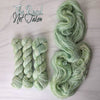 The Road Not Taken - Hand dyed yarn -  Taylor Swift inspired yarn Evermore green with speckles forest pastel moss sage pistachio