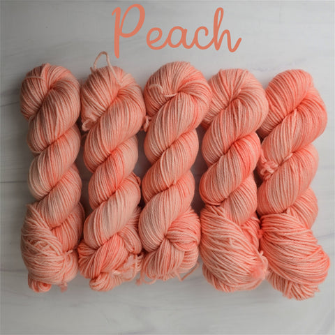 Peach - Tonal Solid - Hand dyed yarn Fingering - pastel orange