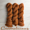 Carmelicious - True SOLID - Hand dyed yarn Fingering - warm Carmel brown