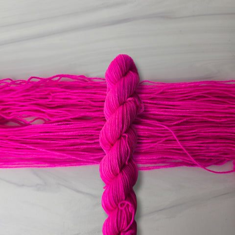 Neon Fuchsia - True SOLID - Hand dyed yarn - glows under blacklight UV reactive - choose your base fingering sport DK worsted Aran bulky dyed to order florescent pink