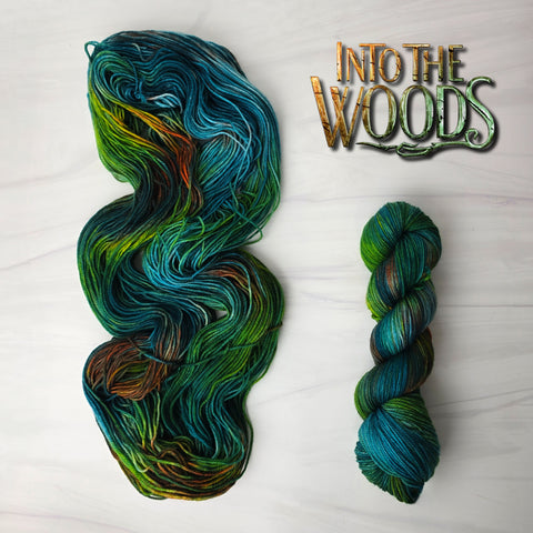 Into the Woods - Hand dyed yarn, teal blue green