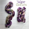 Vulgar Geature - Hand dyed yarn, Fingering Weight, inspired by ACOTAR by Sarah J Maas - Sage Green brown and boysenberry purple eggplant