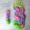 None of us have ever been our bodies - Hand dyed variegated yarn - blacklight Glowing neon rainbow  inspired by Andrea Gibson poetry