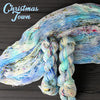 Christmas Town - Hand dyed yarn - Nightmare Before Christmas inspired collection - blue white with speckles of red green peach rainbow