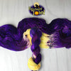 Halloween Town- Hand dyed yarn, assigned pooling - Nightmare Before Christmas inspired collection - dark violet purple with pop of light yellow