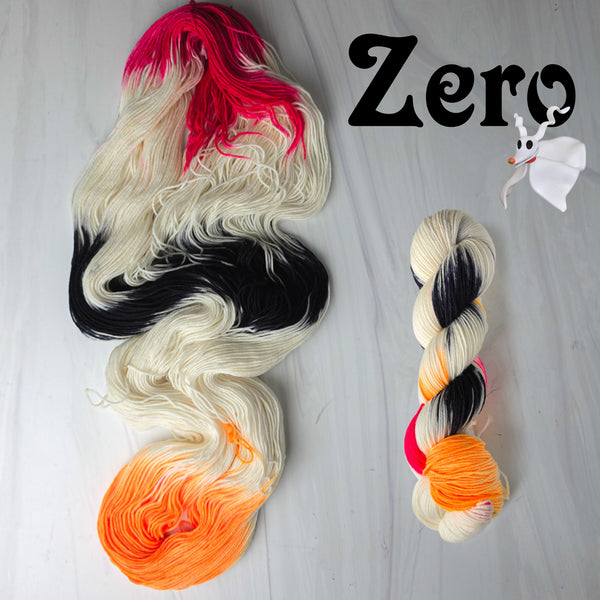 Zero - Hand dyed yarn - Nightmare Before Christmas inspired collection -  wire black orange red